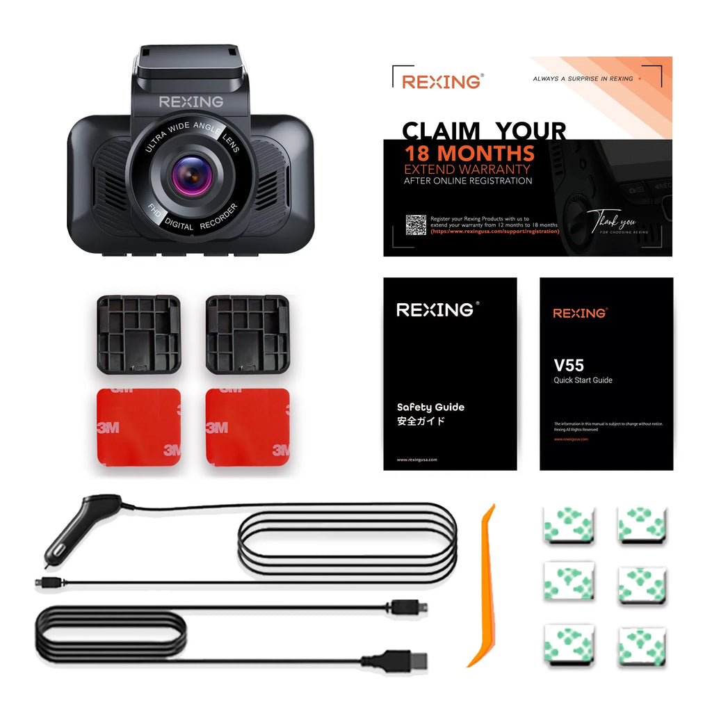 Rexing V55 Dash Cam with 4K Modular Capabilities, 5.0 GHz Wi-Fi, and GPS Car Dash Camera Recorder