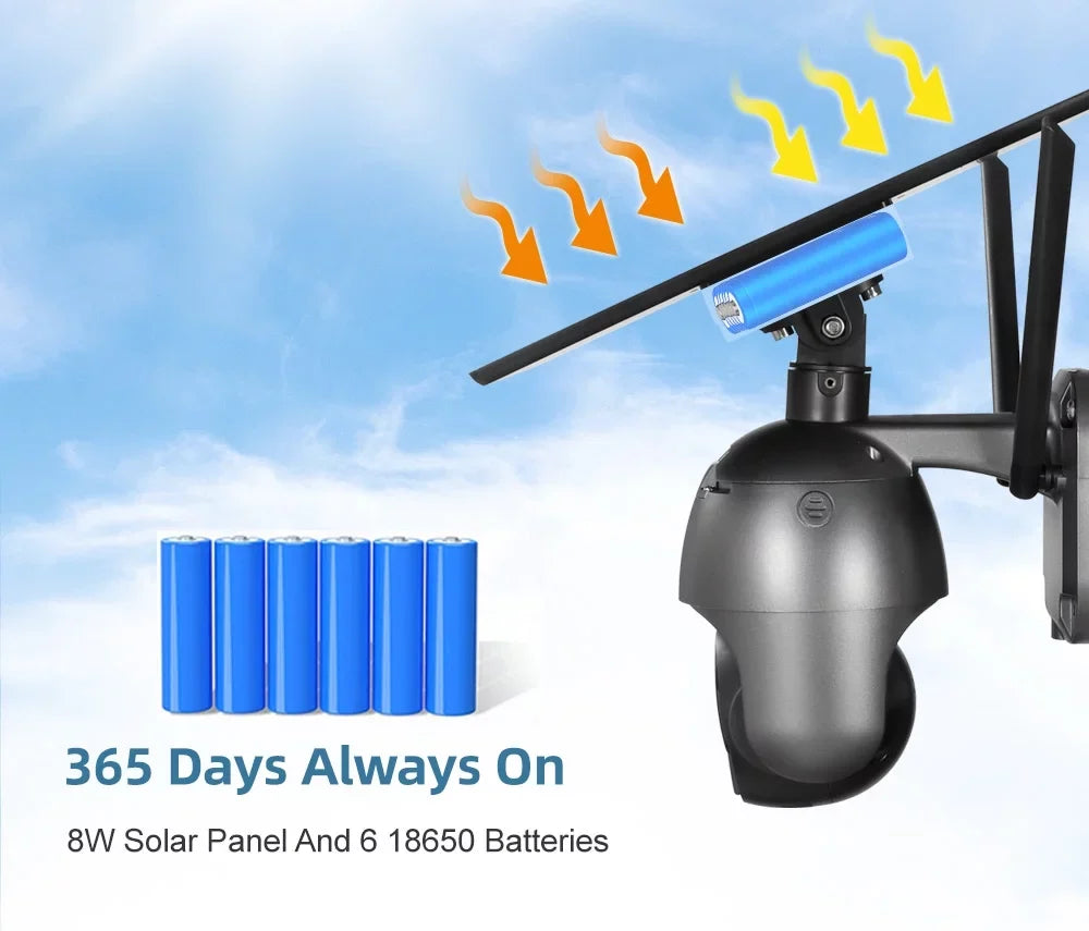 LS VISION 4MP Wifi Wireless Security Camera System Outdoor PTZ Solar Battery Powered Camera