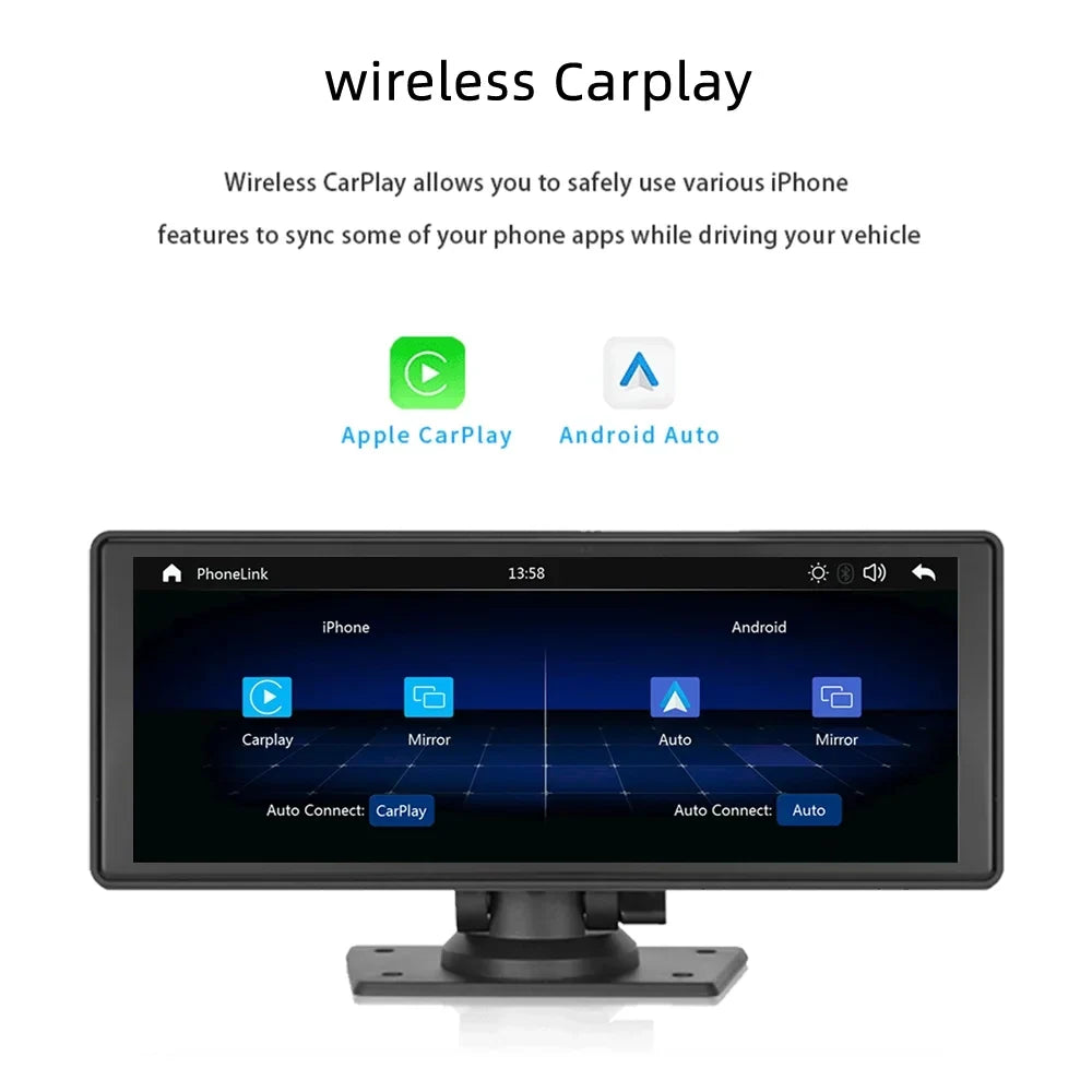 Polarlander Wireless Carplay Car Stereo GPS Navigation, 9.3 Inch Touch Car Play Screen Audio Car Radio Receiver with Android Auto, Bluetooth,Backup Camera, Recorder AUX, TF, Multimedia Player