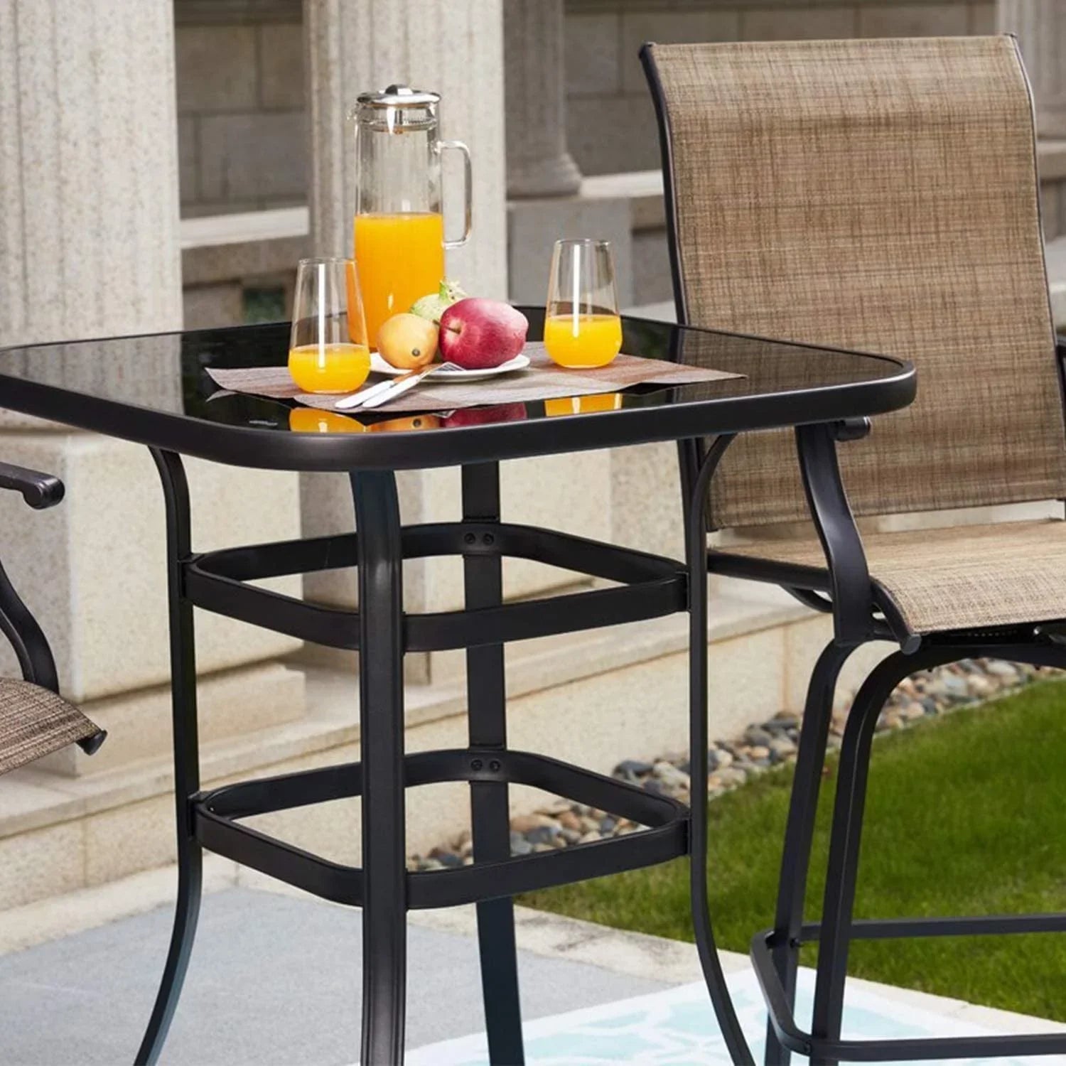 Brier Porch Meal Squire Bar Outside Dining Table With Metal Finish