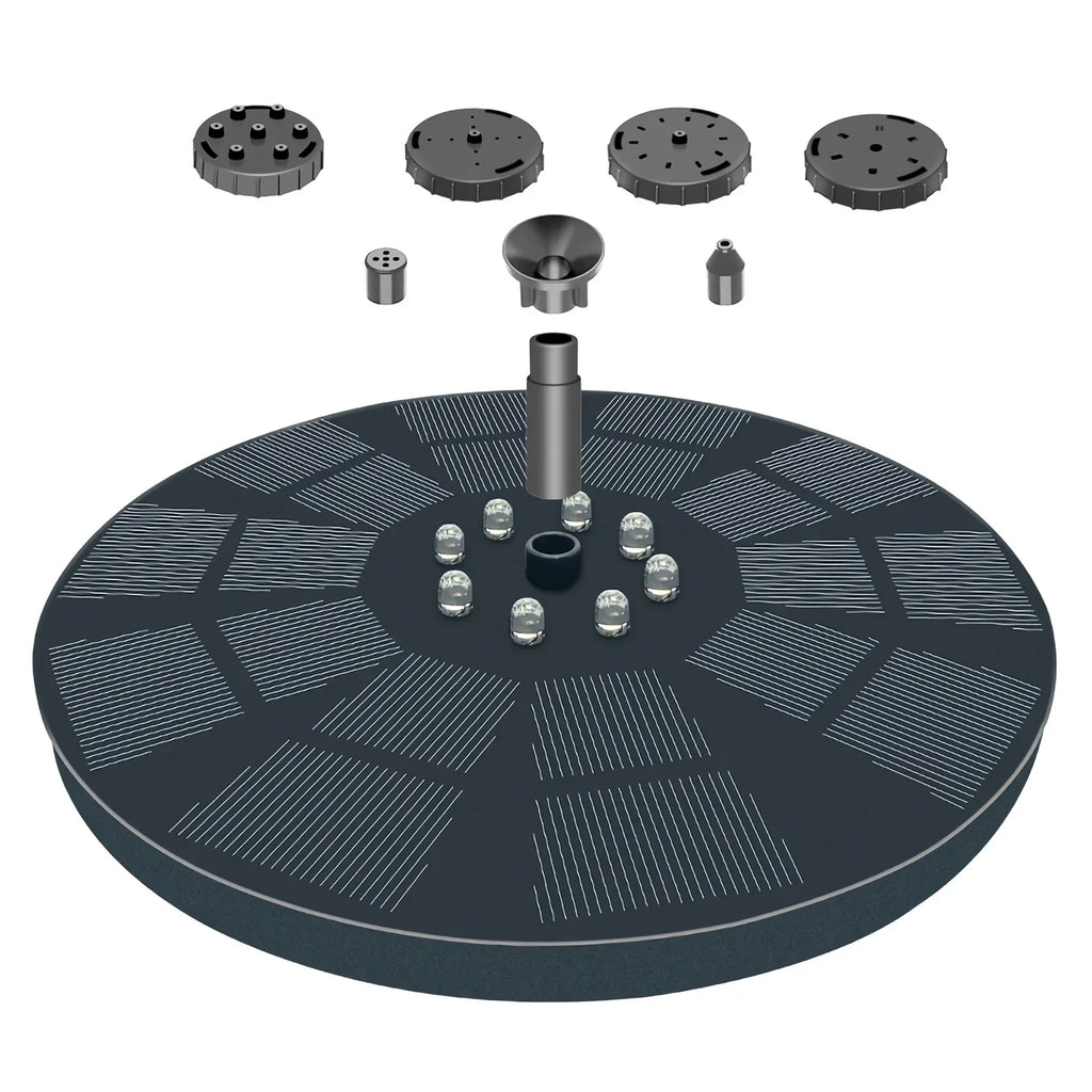 Nebublu Fountain,7 Spray Patterns Solar Pump 3w Water Pump With Battery Pond Pool Bath 7 Patterns Water Pump And Solar Powered 3w Solar Powered Pool Fish Bath 7 Spray Led