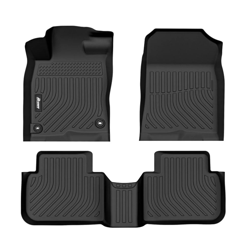 Ikon Motorsports 3D TPE Floor Mats + Trunk Mat, Compatible with 2022-2024 Honda Civic Ebony All Weather Waterproof Anti-Slip Floor Liners Front & 2nd Row Full Set Interior Storage Cover Accessories