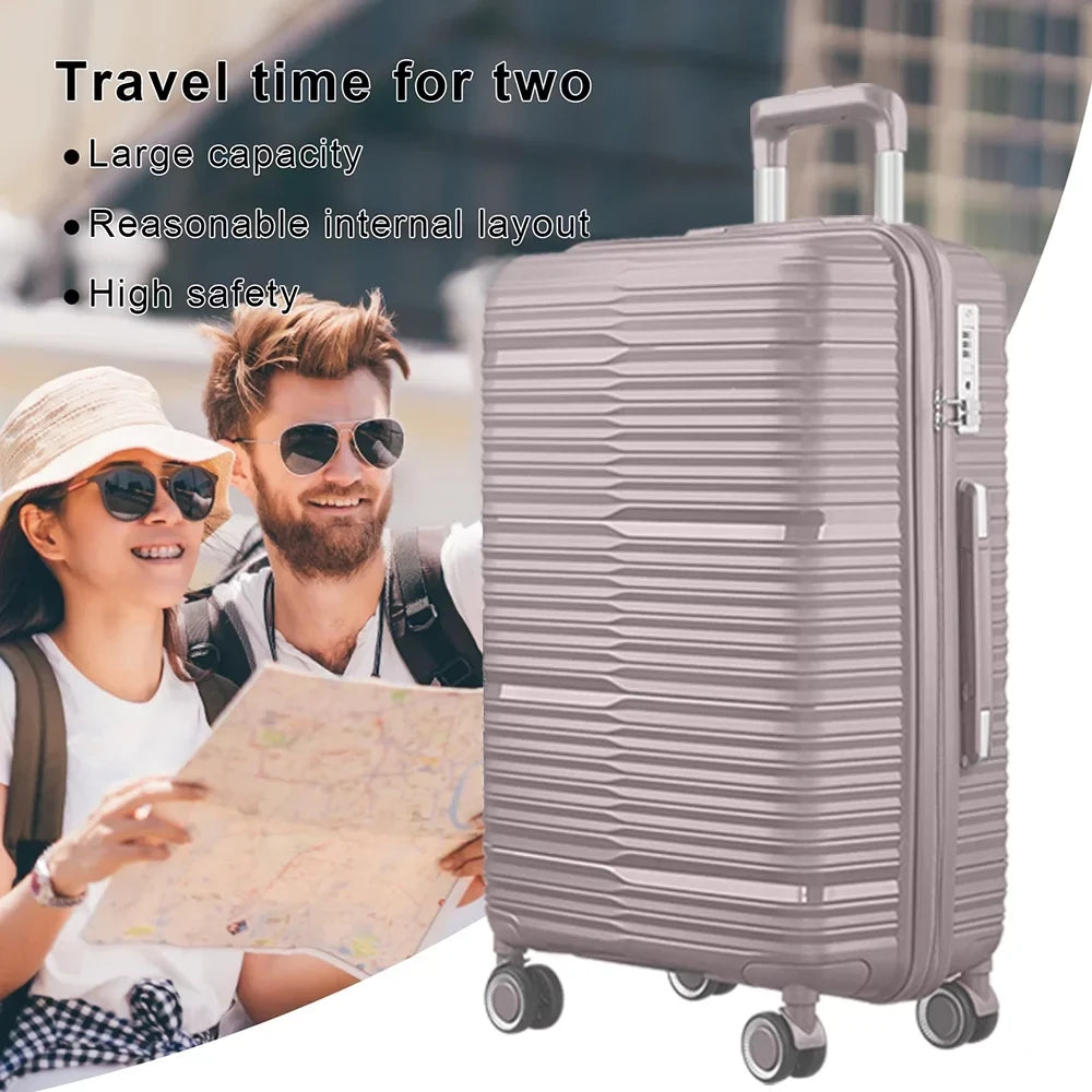 3 Piece Luggage Sets, PP Hardside Suitcase Set, TSA Lock, Gold