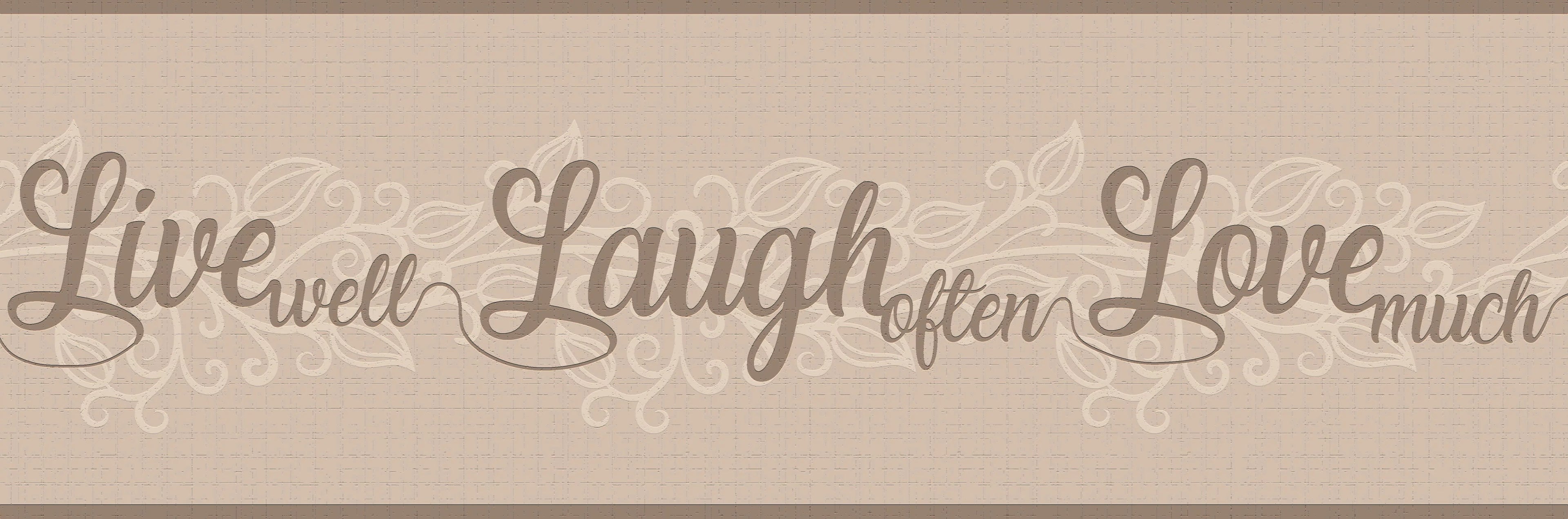 Dundee Deco Peel and Stick Self Adhesive Wallpaper Border - Retro Sepia, Beige Live, Love, Laugh, 15 ft x 7 in