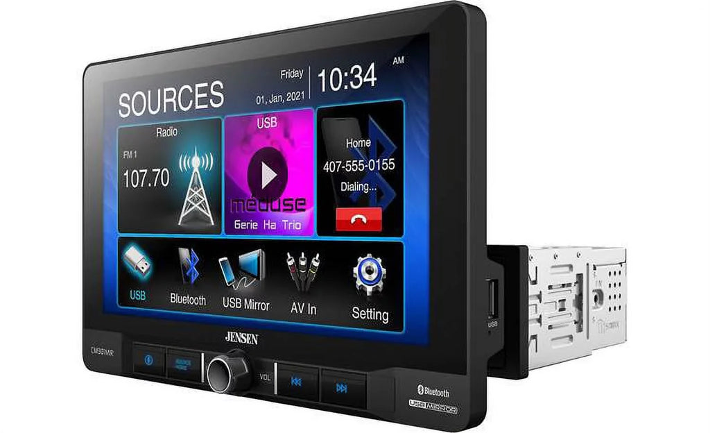 Jensen CM901MIR 9 inch Mechless Multimedia Receiver with Bluetooth and USB Screen Mirroring for and Android Smartphones