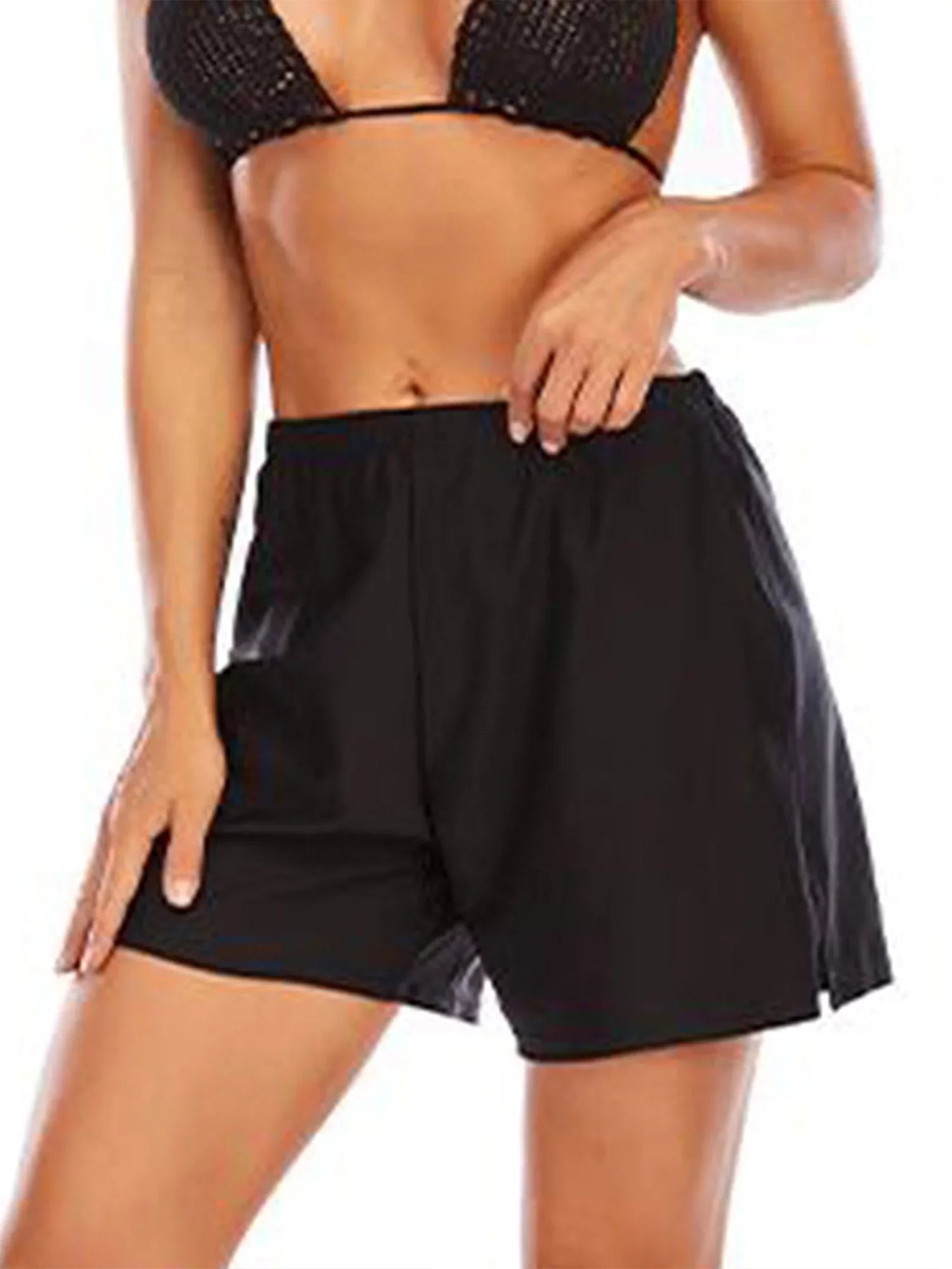 Sexy Dance Women's Swim Shorts Elastic Waist Swimsuit Bottoms Summer Tankini Boyshorts Solid Swim Trunks Dark 3XL
