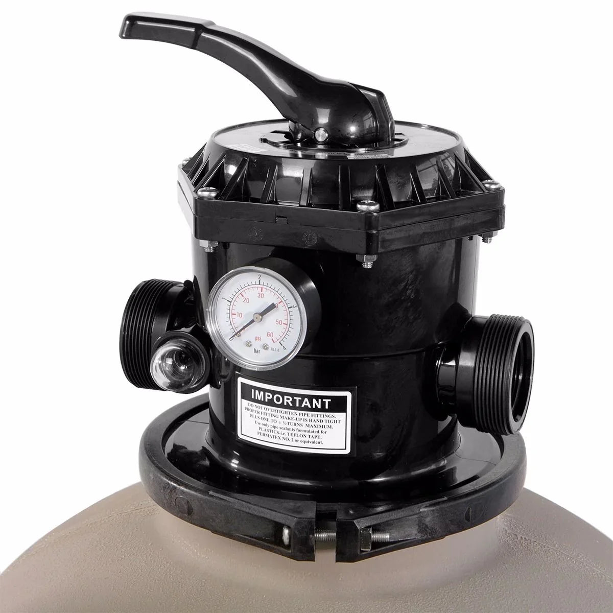 XtremepowerUS Sand Filter System 19", Pressure Water, 360 degree rotation of valve 24,000 Gallons, Gray