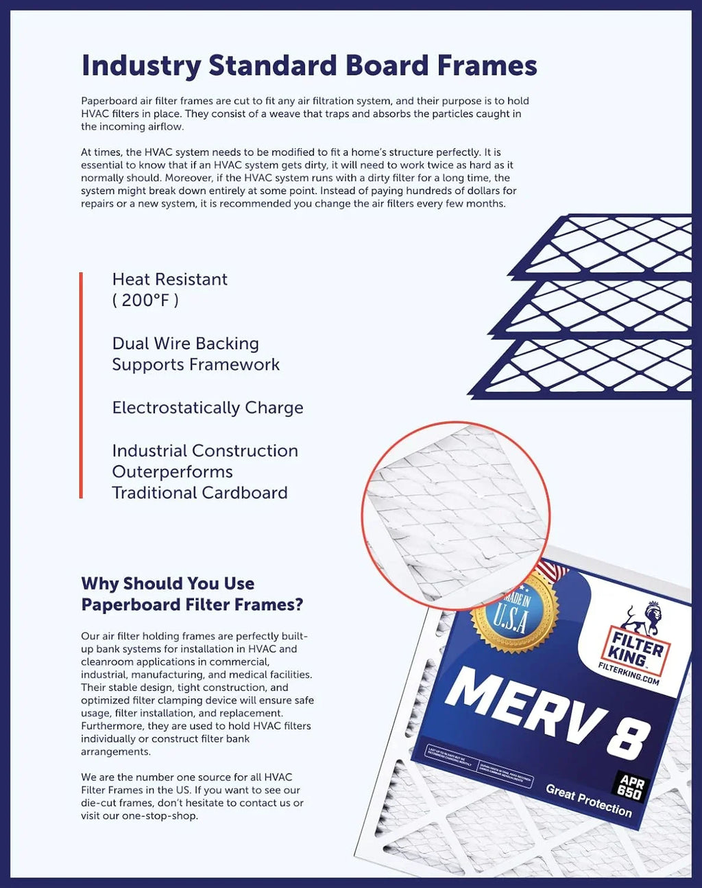 Filter King 12x46x1 Air Filter | 4-PACK | MERV 8 HVAC Pleated A/C Furnace Filters | MADE IN USA | Actual Size: 12 x 46 x .75"