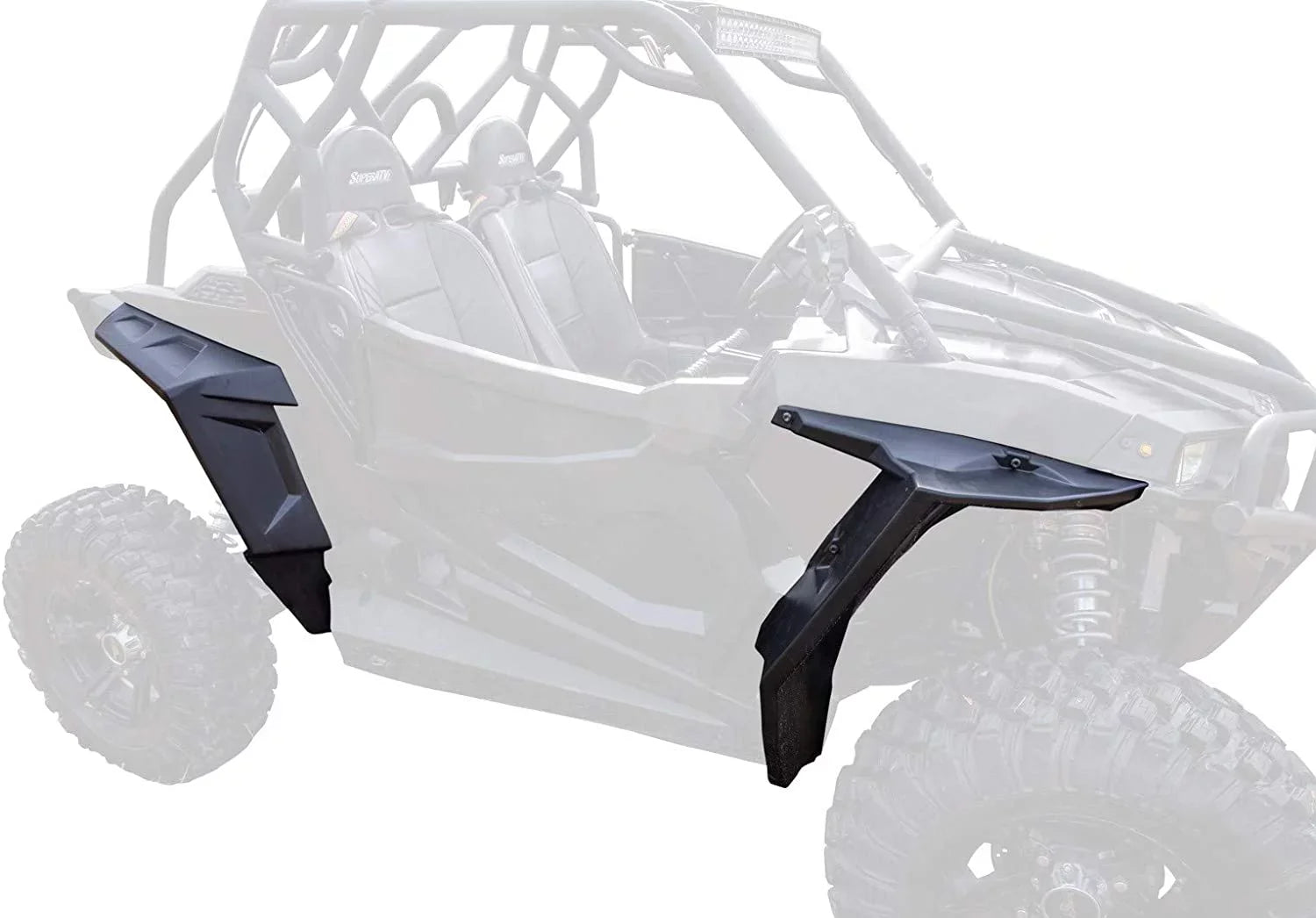 SuperATV Fender Flares Mud Guards for 2016|2020 Polaris RZR S 1000/2019|2020 RZR S4 1000|2 Front Flares, 2 Rear Flares|8.5" of Protection on Each Side vs. 4" Stock|FF-P-RZR-001#ASIN