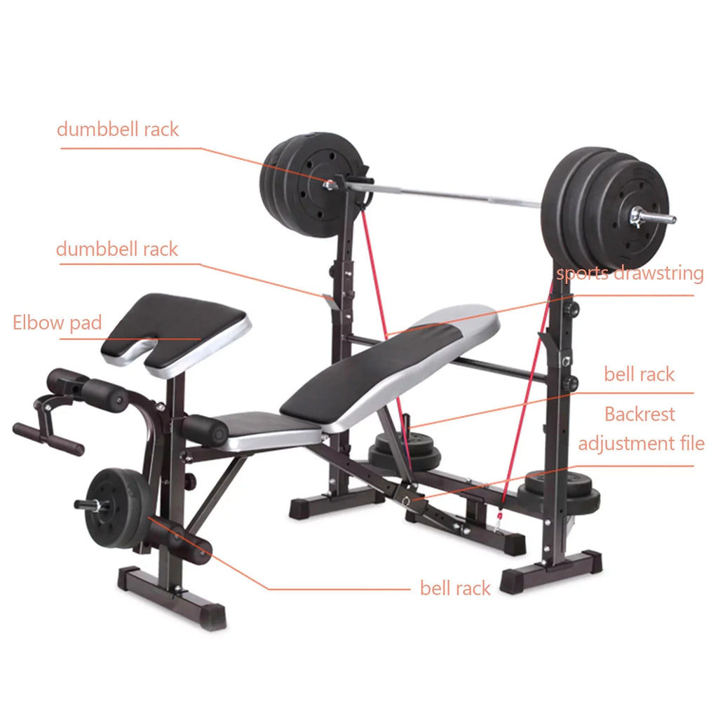 US Stock Body Champ Olympic Mass Bench, Workout Equipment for Home Workouts, Bench Press with Preacher Curl, Leg Developer and Crunch Handle for At Home Workouts