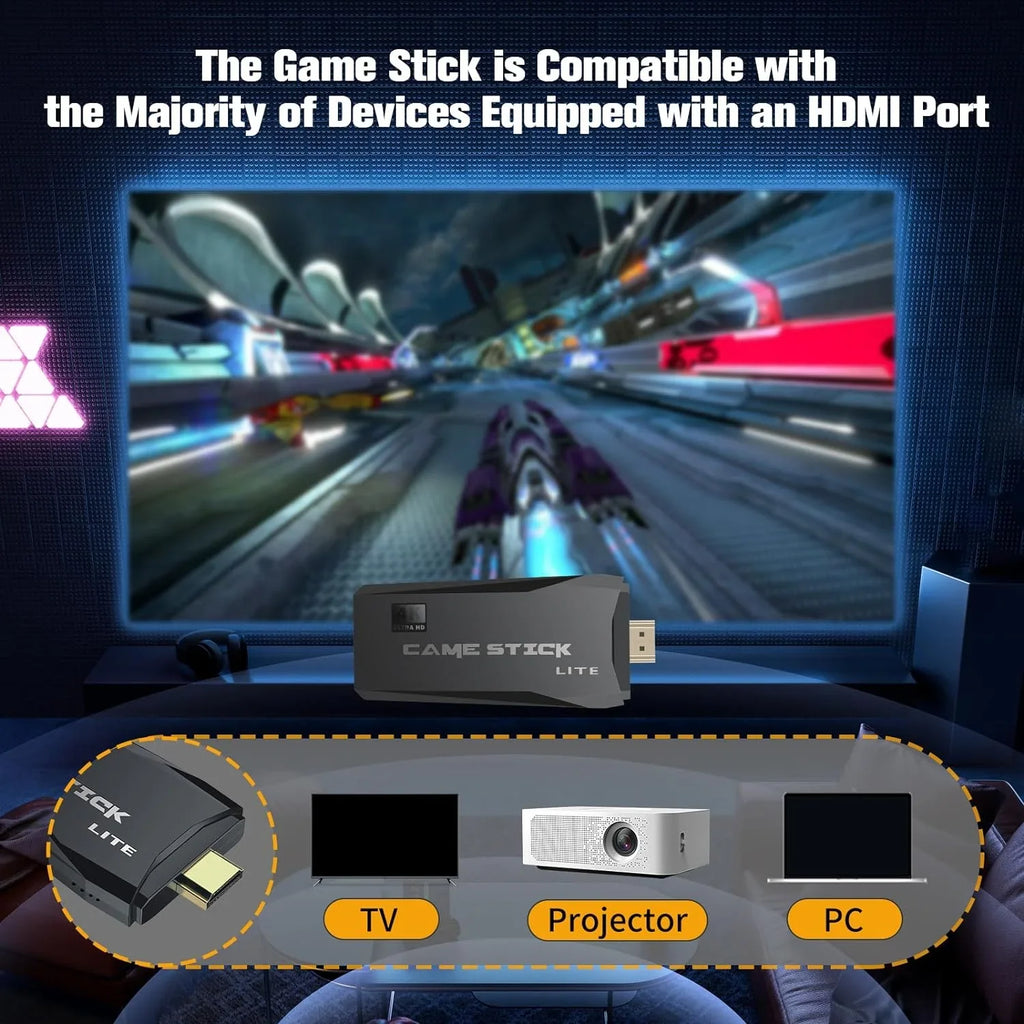 Game Stick Retro Game Console with Built in 25,004 Retro Games, Retro Play Game Stick, Emulator Console Game Stick Lite, Plug & Play Video Games for TV, 4K HD Output
