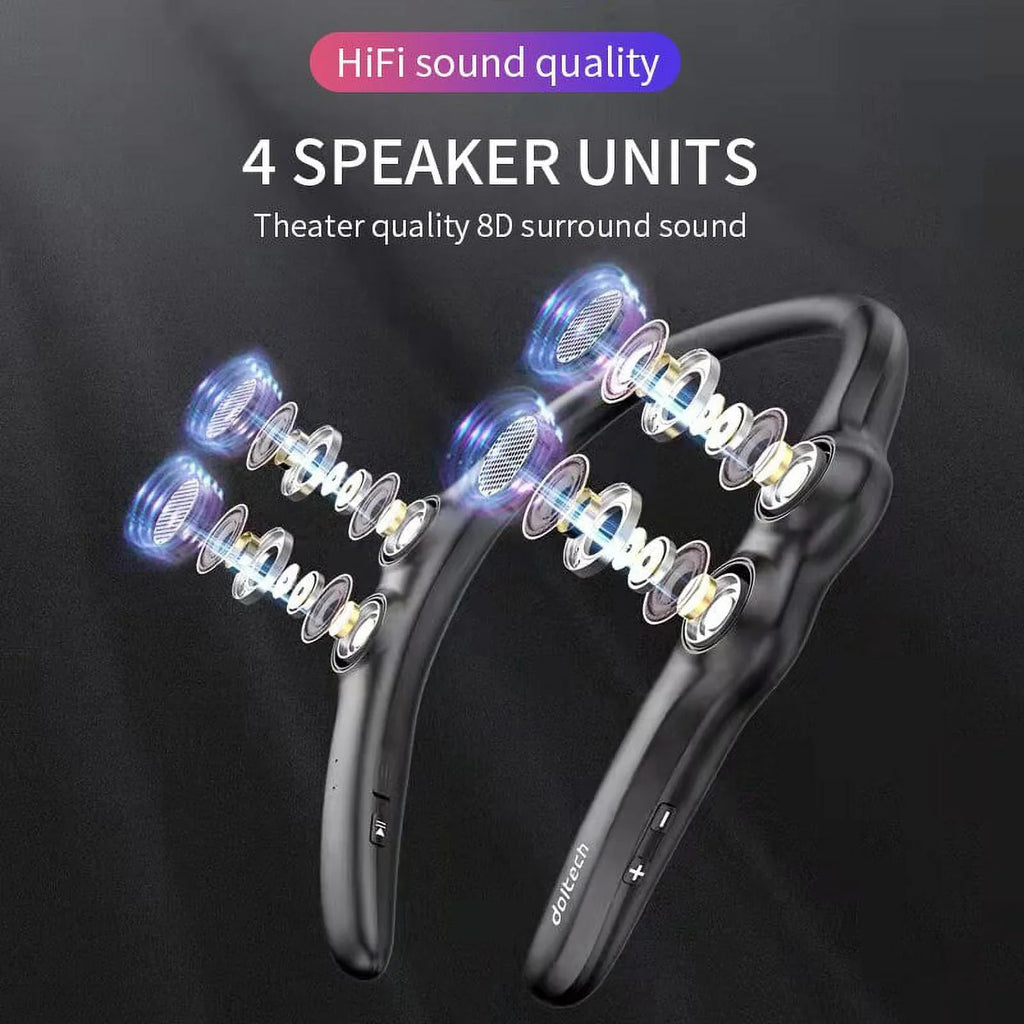 Bluetooth Compatible Speaker Hang Neck Wireless 9d Stereo Bass Portable Wearable Player 85g Mass Light 4 Speakers For Sports - Speakers