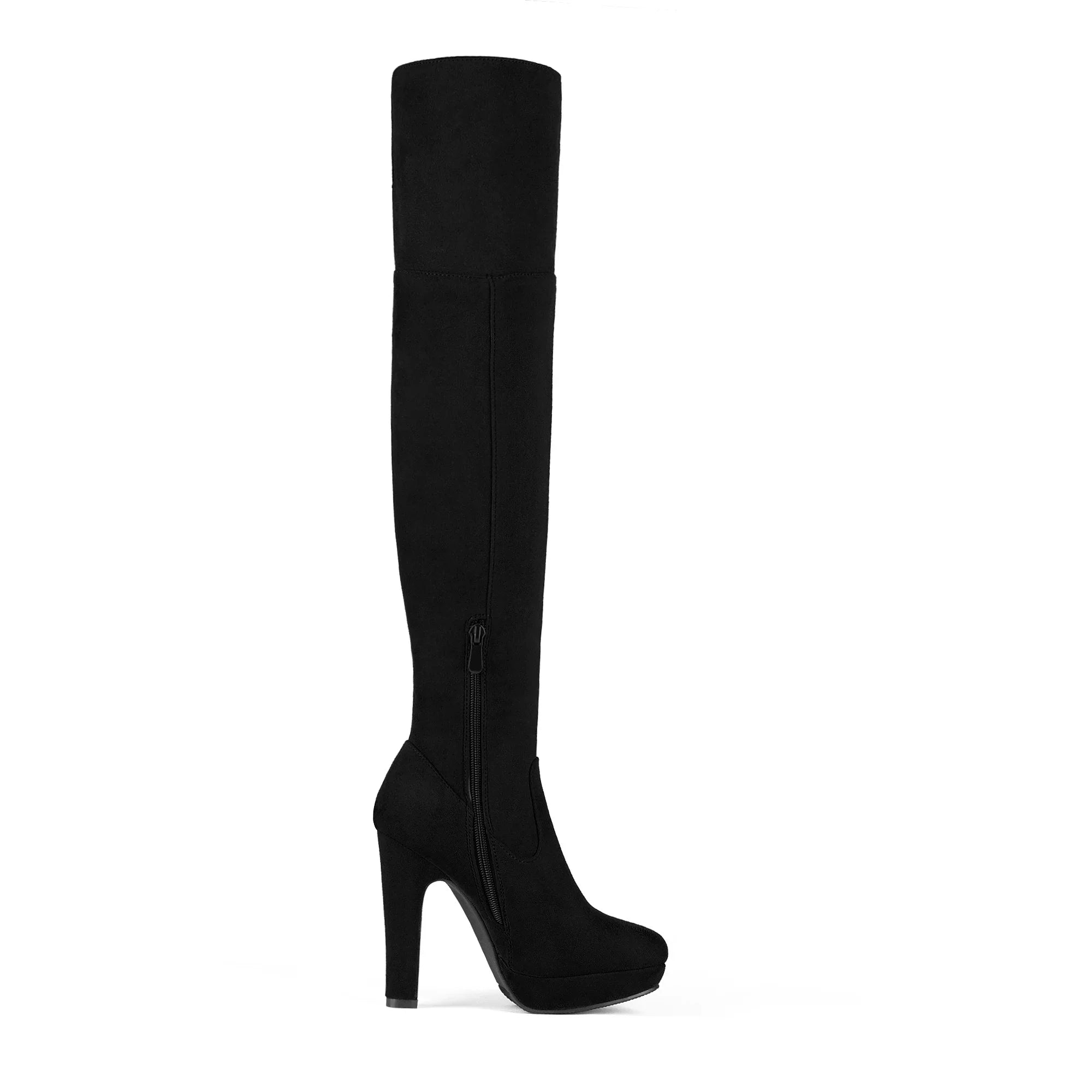 DREAM PAIRS Women's Fashion Thigh High Chunky Heel Platform Over The Knee Boots HIGLAT Ebony Size 7.5