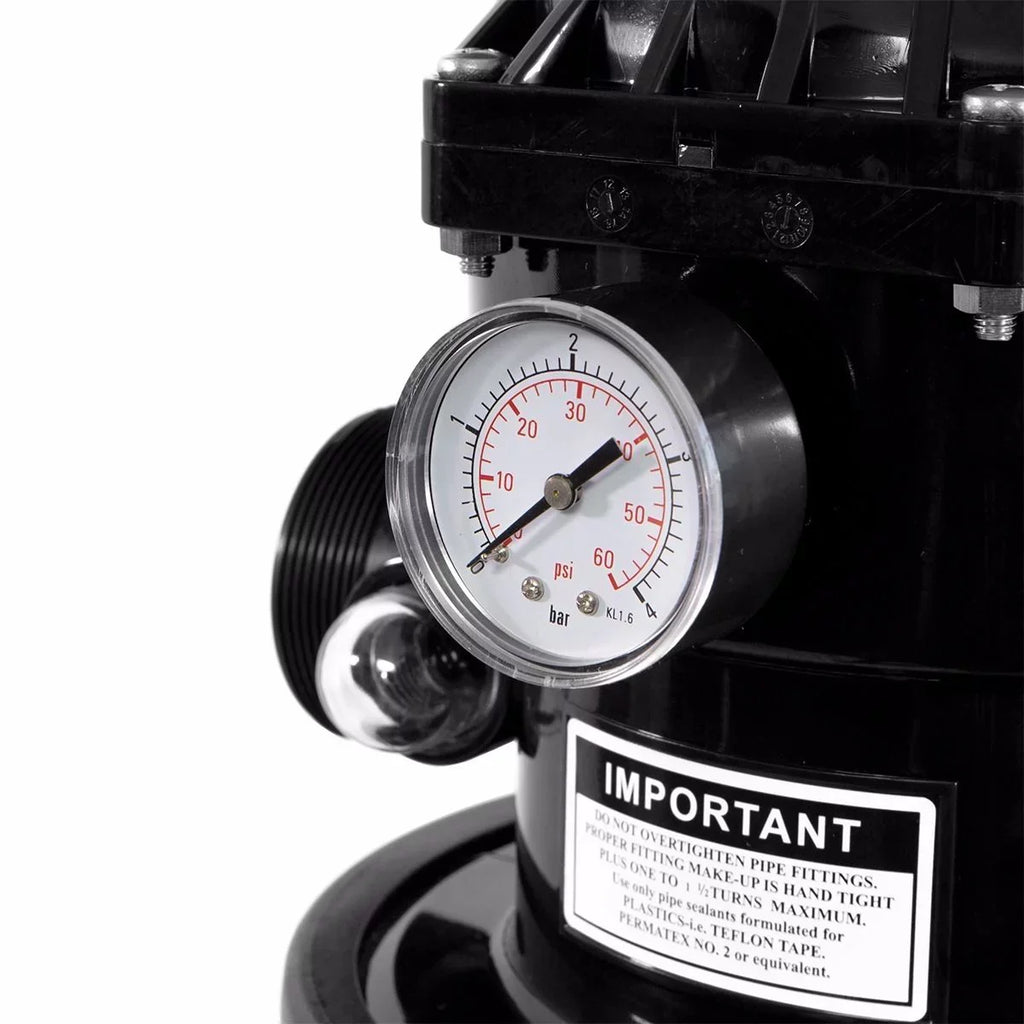 XtremepowerUS Sand Filter System 19", Pressure Water, 360 degree rotation of valve 24,000 Gallons, Gray