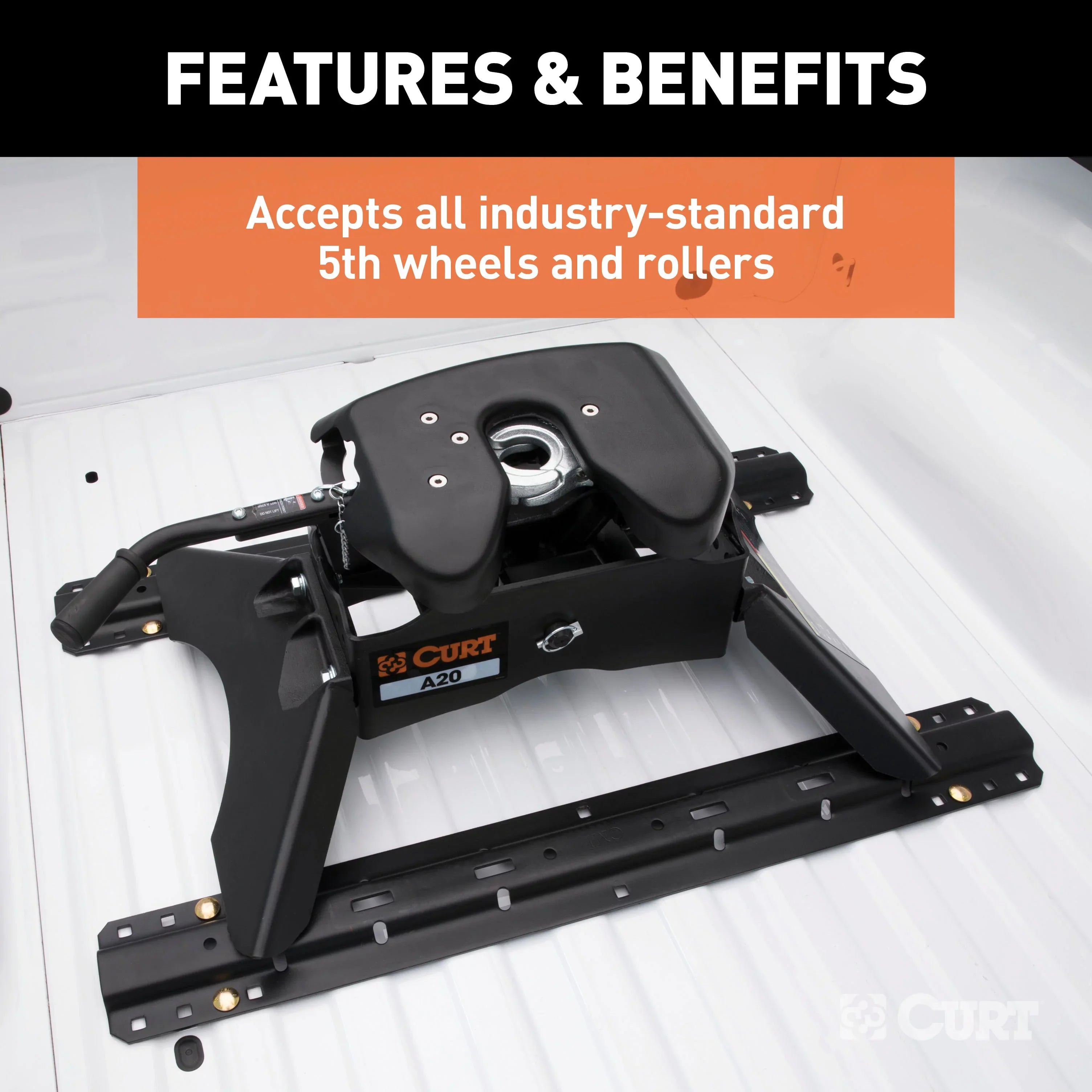 CURT 16200 Industry-Standard 5th Wheel Hitch Rails and Brackets, Carbide Ebony 25,000 Pounds