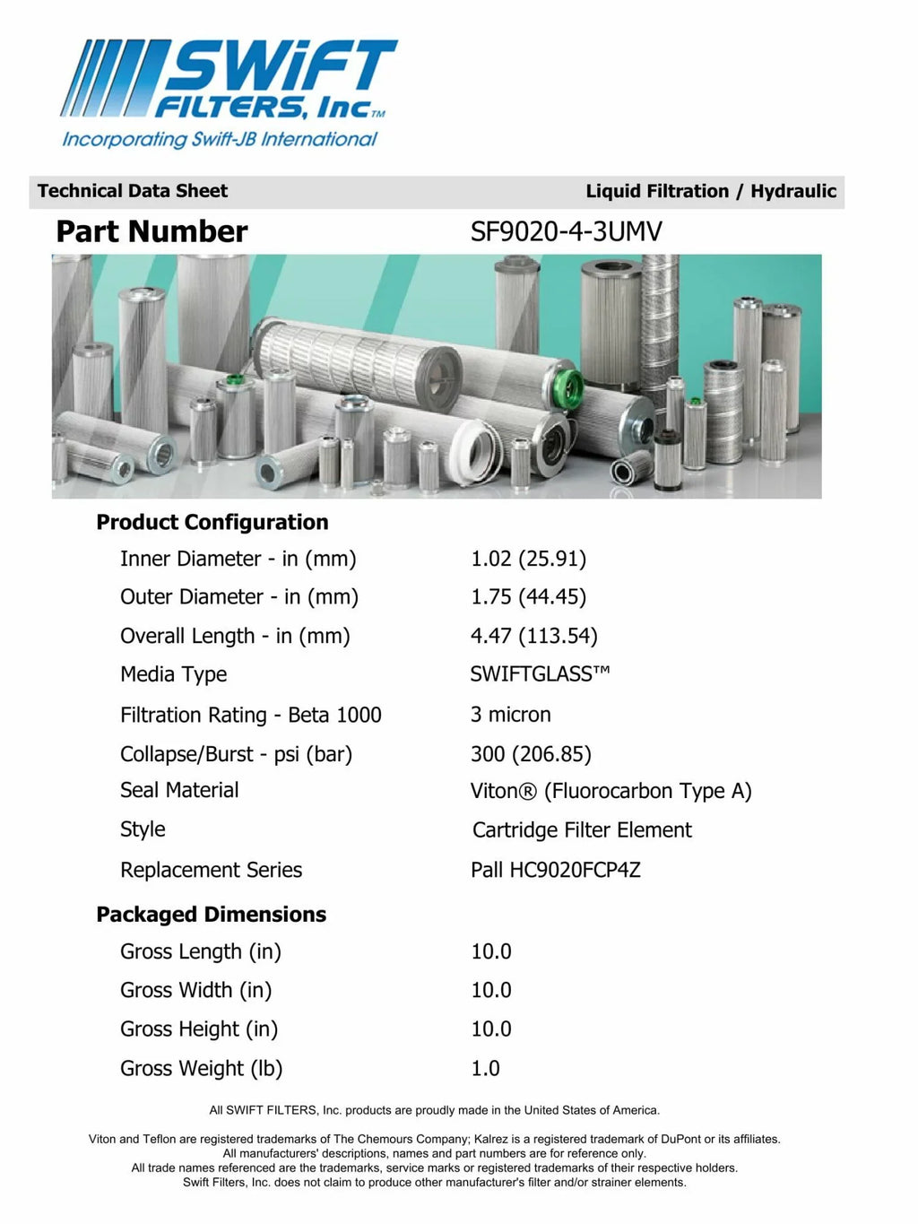 Direct Interchange for TAISEI KOGYO P-TM-2-3C Cartridge Filter Element Microglass Construction 3 Micron