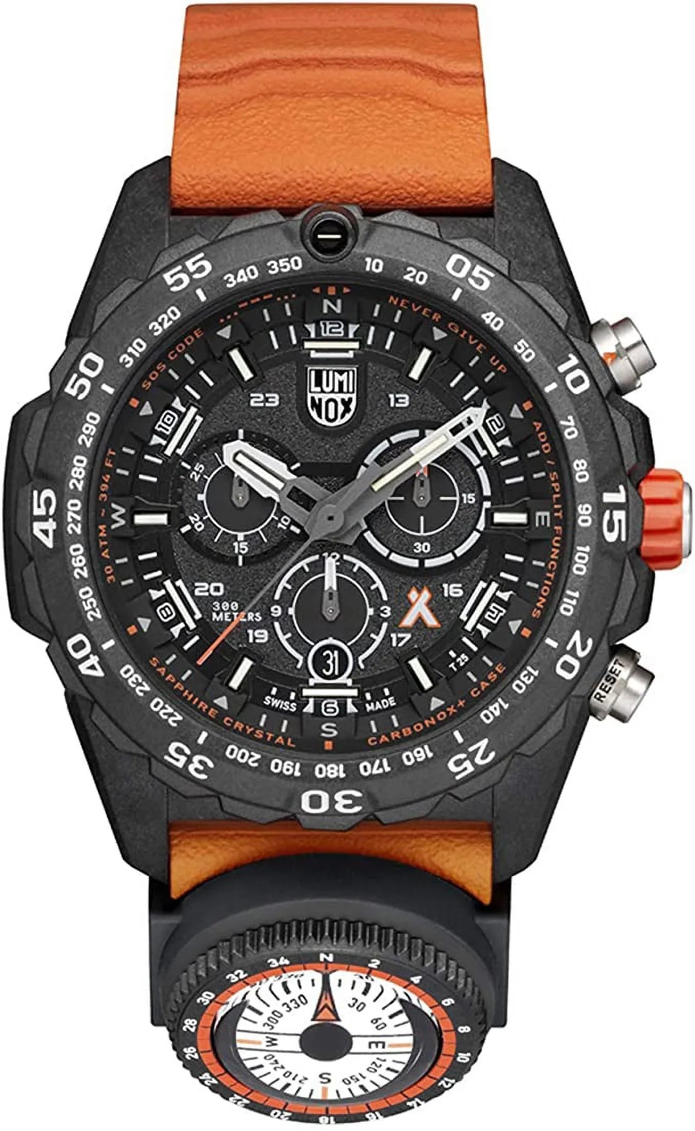 Luminox Bear Grylls Mens Watch Survival Master Series - 3749: 45mm Dark Stainless Steel Swiss Made 300 M Water Resistance