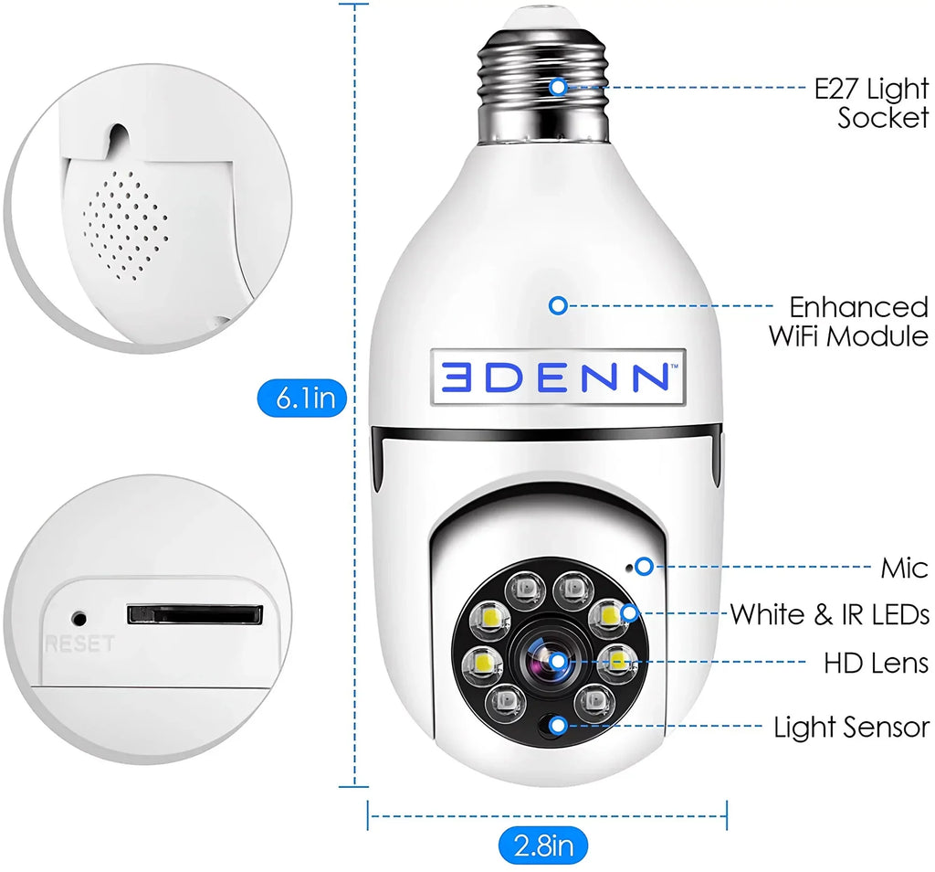 Edenn i-defend bulbs security camera 3 pack