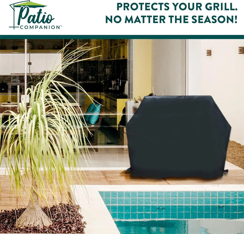 Patio Companion Essential, 80 Inch BBQ Grill Cover, 1 Year Warranty, Heavy-Duty Material, Waterproof and Weather Resistant, Gas Grill Cover for Weber, Char Broil, Broil King, Etc. Jet