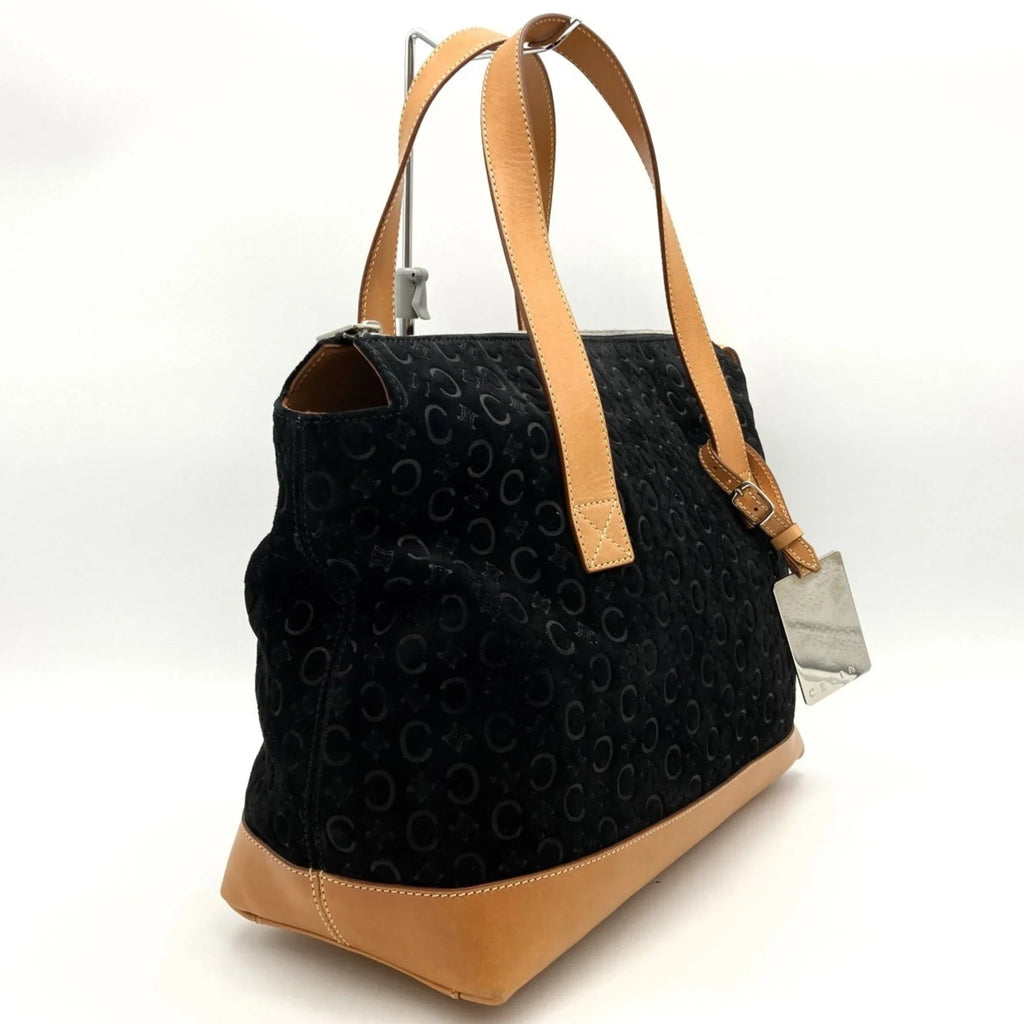Pre-Owned CELINE C macadam tote bag handbag Ebony suede leather ladies fashion MC00 1 USED (Good)