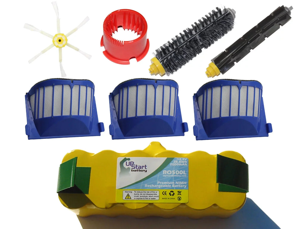 iRobot Roomba 620 Battery, Filter, Bristle Brush, Beater Brush , 6-Arm Brush and Tool - Kit Includes 1 Battery, 3 AeroVac Filter, 1 Bristle Brush, 1 Beater Brush , 1 6-Arm Brush and 1 Tool
