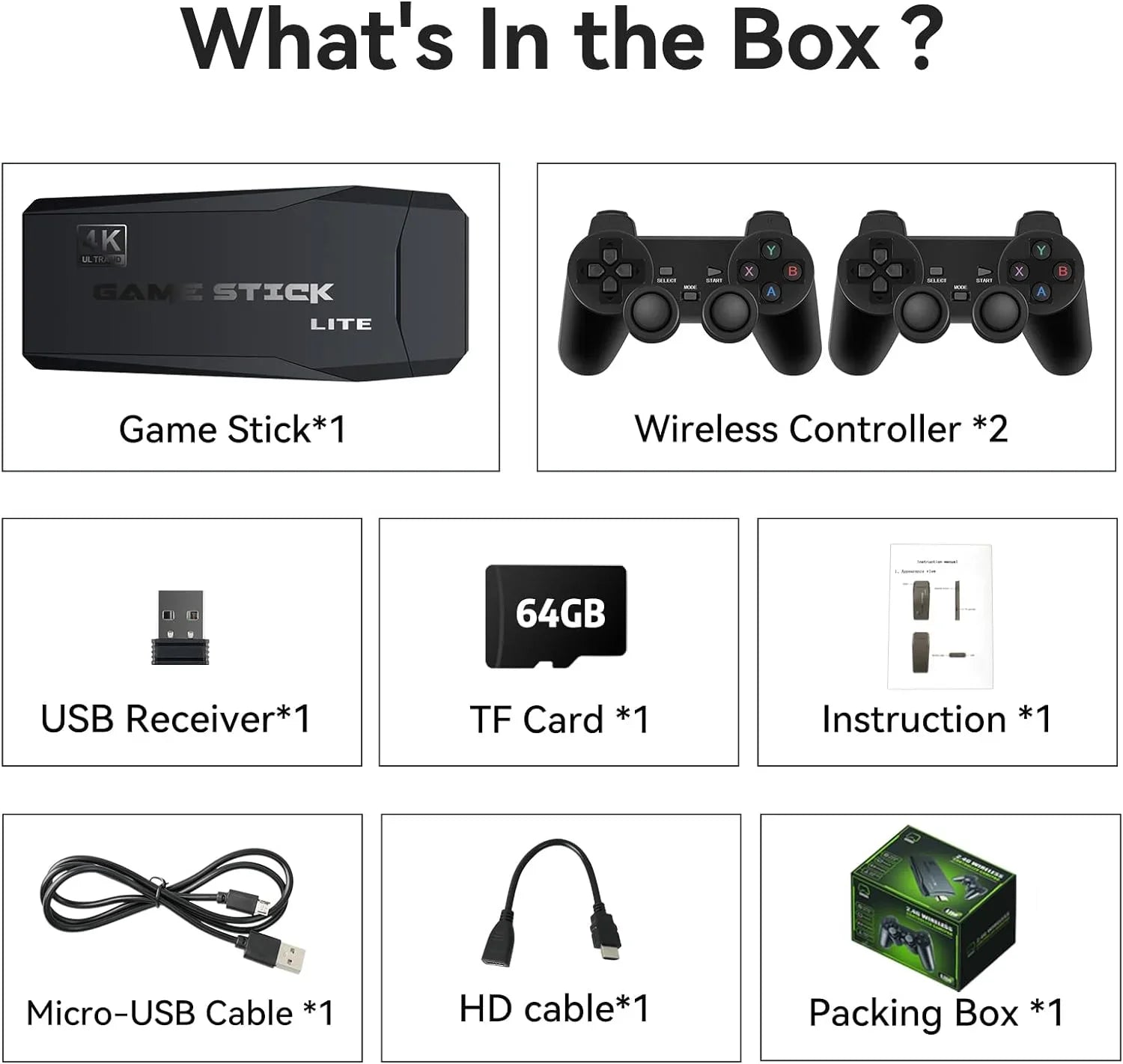 Game Stick Retro Game Console with Built in 25,004 Retro Games, Retro Play Game Stick, Emulator Console Game Stick Lite, Plug & Play Video Games for TV, 4K HD Output