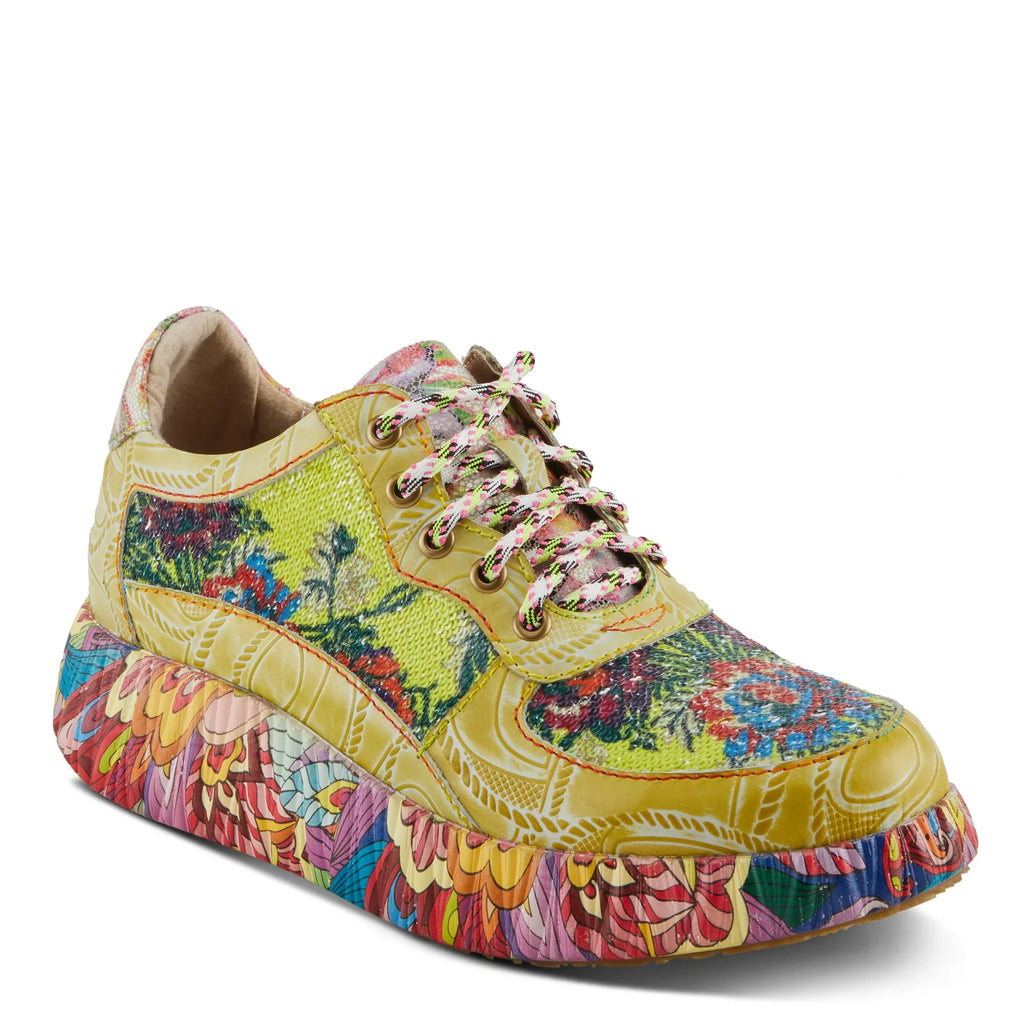 Spring Step L'Artiste Women's CAFFEY Multicolored Fashion Sneakers | Unique Energetic Patterns Lime Green Multi EU 38 / US 7.5-8