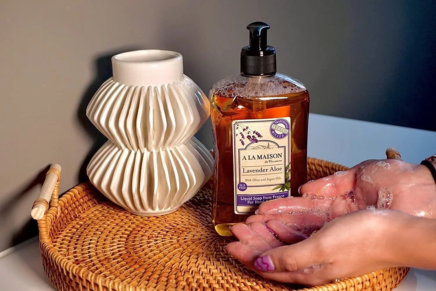 A LA MAISON Lavender Aloe Liquid Hand Soap - Triple French Milled Natural Moisturizing Soap (2 Pack, 16.9 oz Bottle)