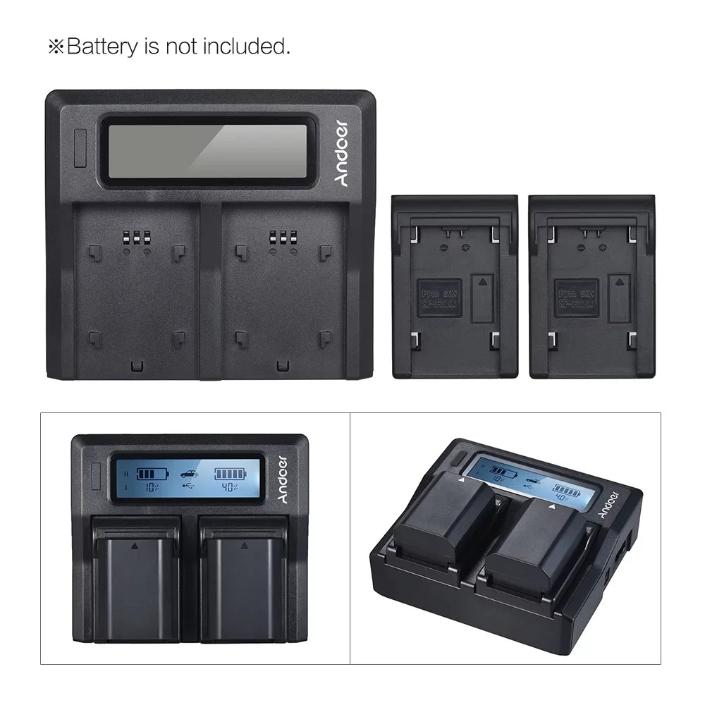 Andoer LCD Dual Channel Camera Battery NP-FZ100 Replacement for A7III A9 A7RIII A7SIII Models