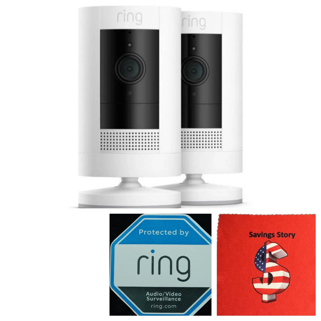 Ring_Video Stick-up Camera Battery 2-Pack Bundle with Savings Story Cleaning Cloth, HD, Wi-fi, Wireless Home Security