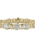 Men's 10K Yellow Gold Pave Genuine Diamond Cross Link Statement Bracelet 8" 4.5ct