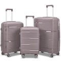 3 Piece Luggage Sets, PP Hardside Suitcase Set, TSA Lock, Gold