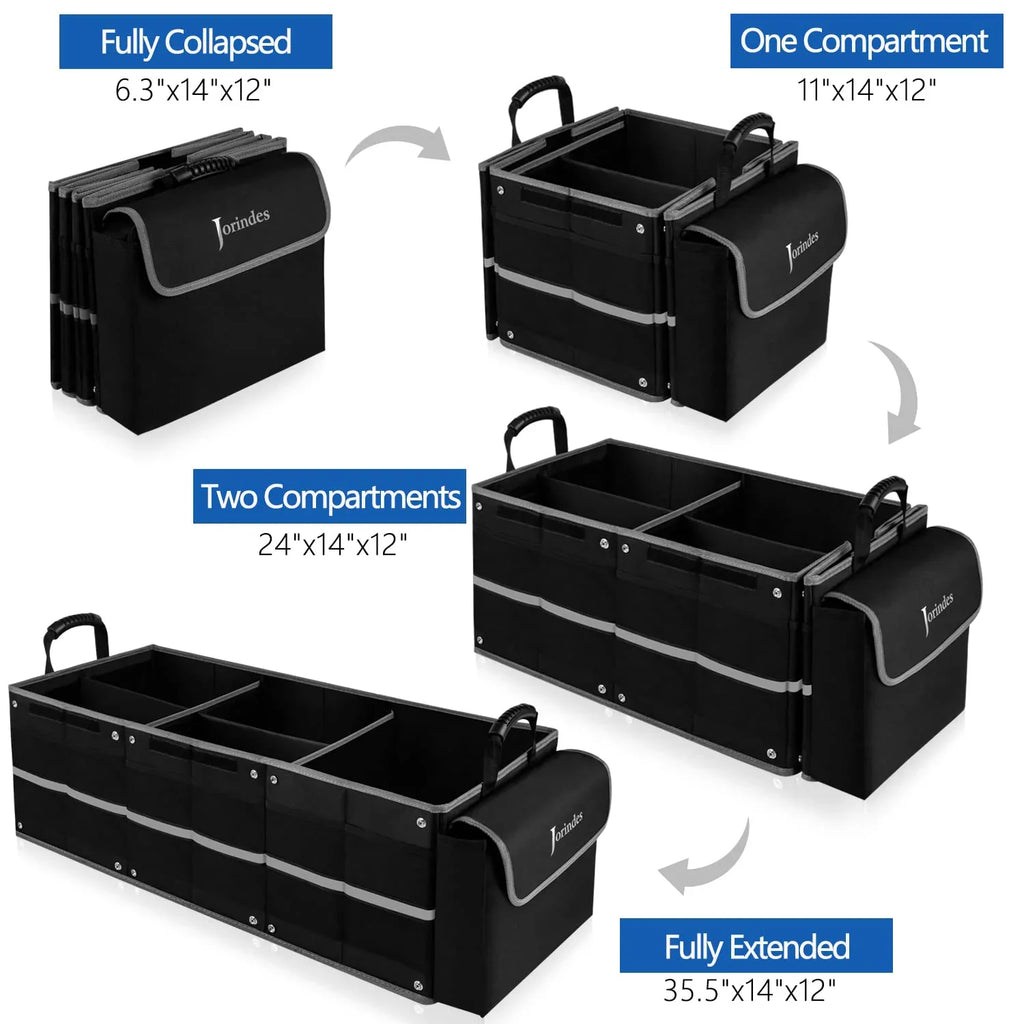 Trunk Organizer for Car with Insulated Leak proof Cooler Bag, Collapsible Waterproof Car Organizer 3 Compartments Suitable for Vehicle Sedan, Suv, Truck,Van