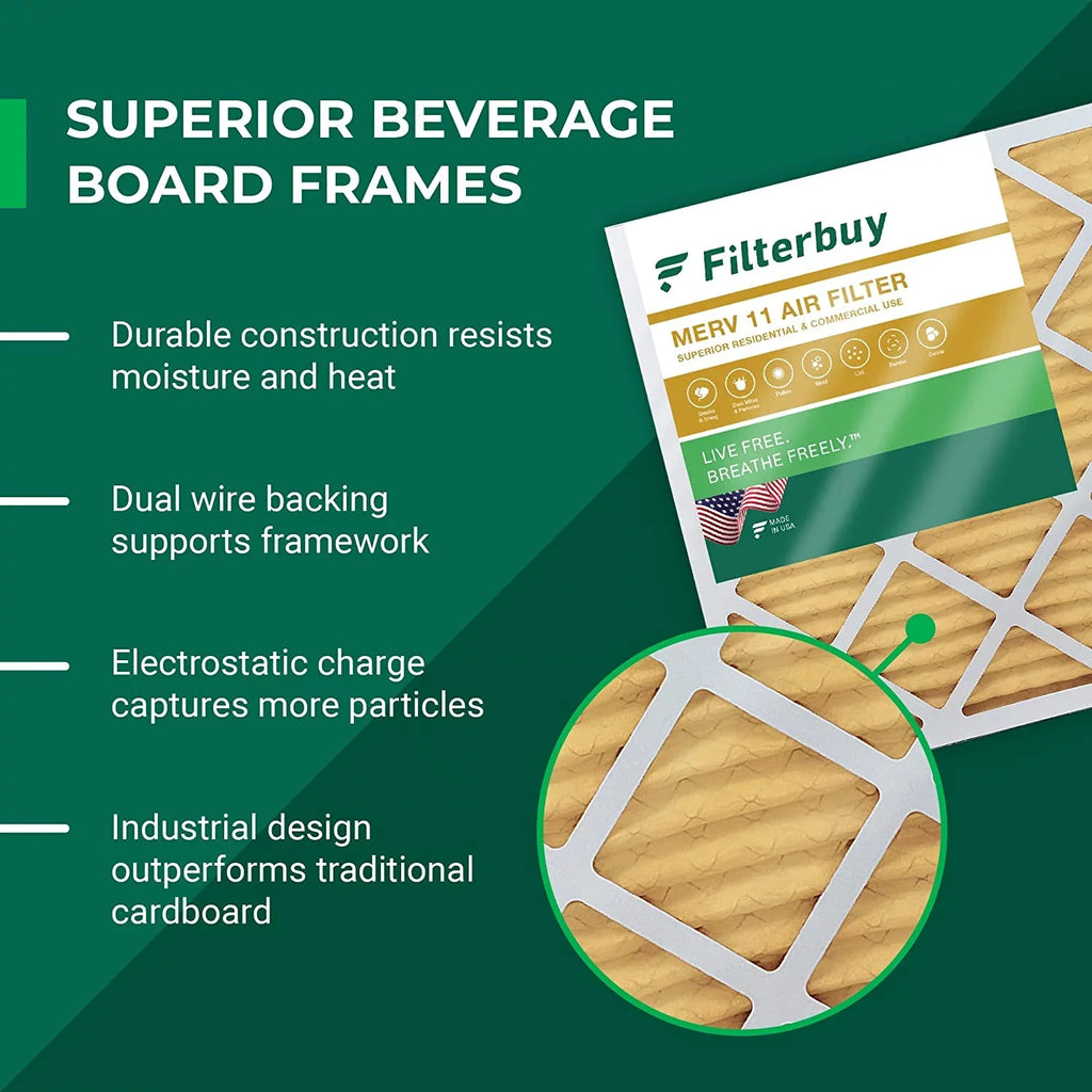Filterbuy 10x24x1 MERV 11 Pleated HVAC AC Furnace Air Filters (12-Pack)