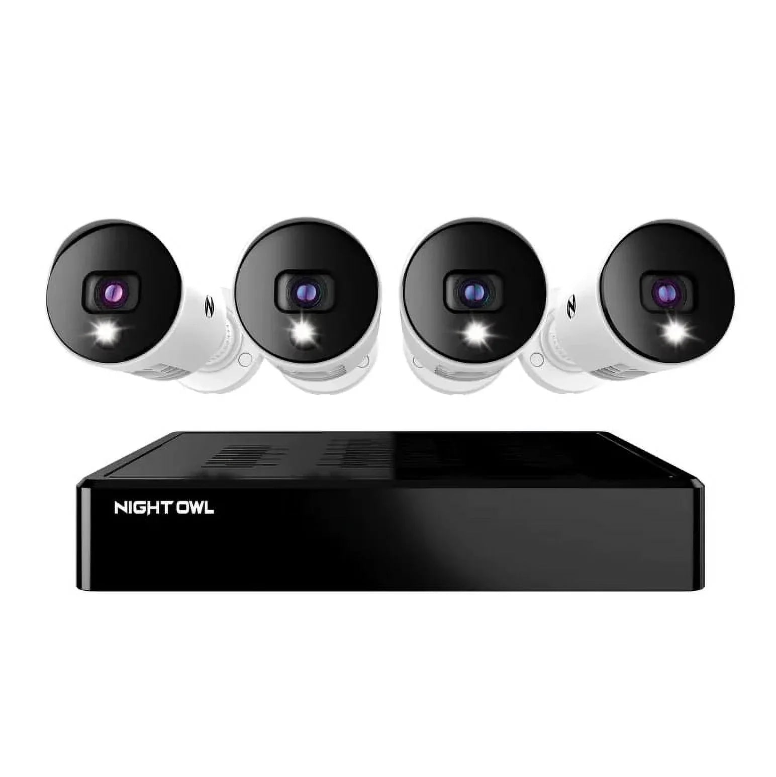 Restored Premium 4 Channel 4K Bluetooth DVR with 1TB Hard Drive and 4 Wired 4K Spotlight Cameras (Refurbished)