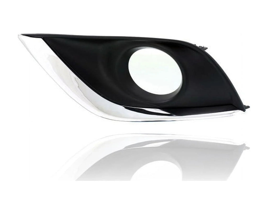 Fog Light Cover - Compatible/Replacement for '15-19 Nissan Versa Sedan SV/SE/SL- Bezel With Hole Jet & Chrome Molding - Pair, Left Driver + Right Passenger Set - 622566W80A, 622576W80A
