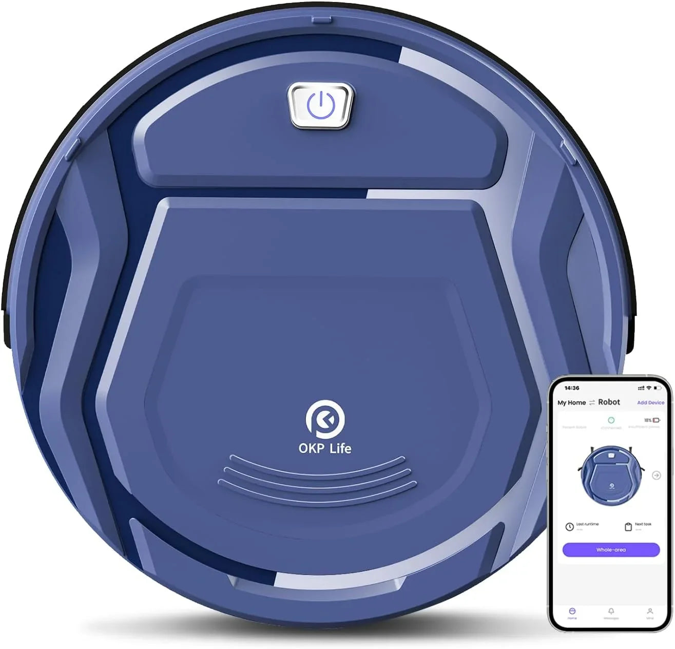 Robot Vacuum Cleaner, Tangle-Free 2200Pa Suction, Slim, Low Noise, App Control, 120 Mins Runtime, Automatic Self-Charging Robotic Vacuum, Ideal for Pet Hair Hard Floor and Daily Cleaning