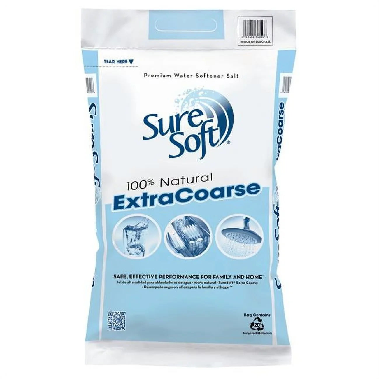 Compass Minerals 50 lbs Suresoft Water Softner Solar Salt XCS White Bag with Blue