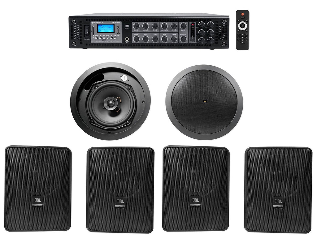 4) JBL 5.25" Jet Commercial Wall+6.5" Ceiling Speakers+Amp Restaurant/Cafe/Bar