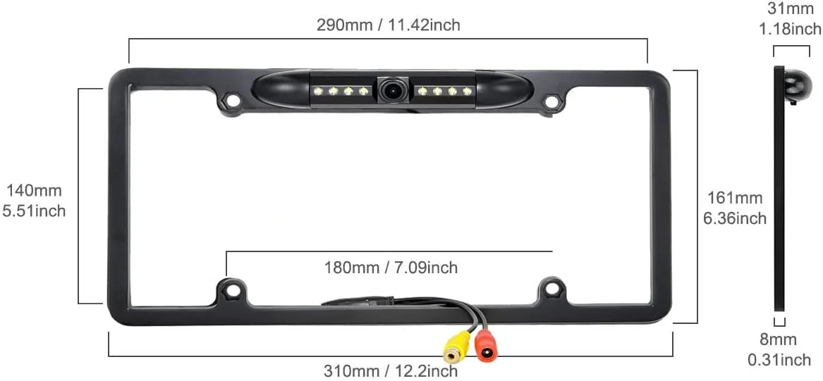 Backup Camera Rearview License Plate Frame for JVC KWV230BT KW-V230BT Jet