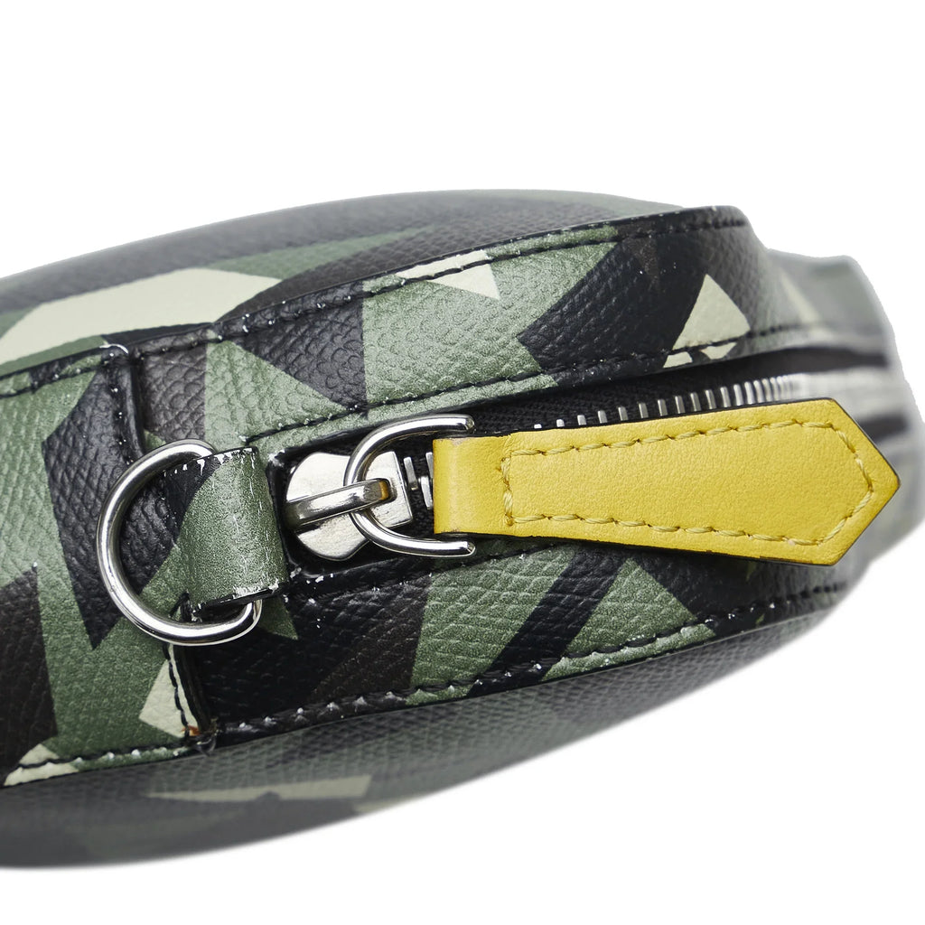 Pre-Owned Authenticated Fendi Monster Eyes Camouflage Camera Bag Calf Leather Green Crossbody Bag Unisex (Good)