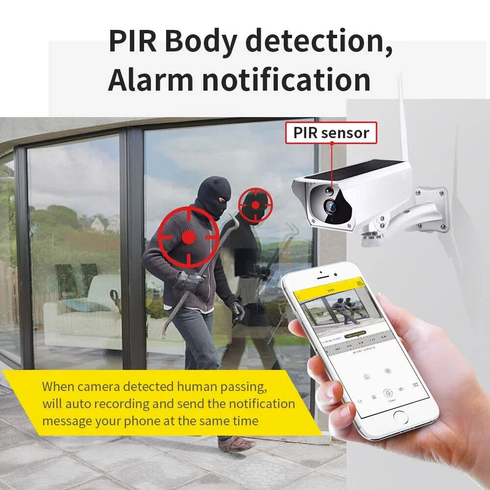1080P Solar Powered Security Energy Camera, Wireless WiFi Outdoor IP Cameras, Rechargeable Battery Powered, Motion Detection, Waterproof, Video Surveillance Camera