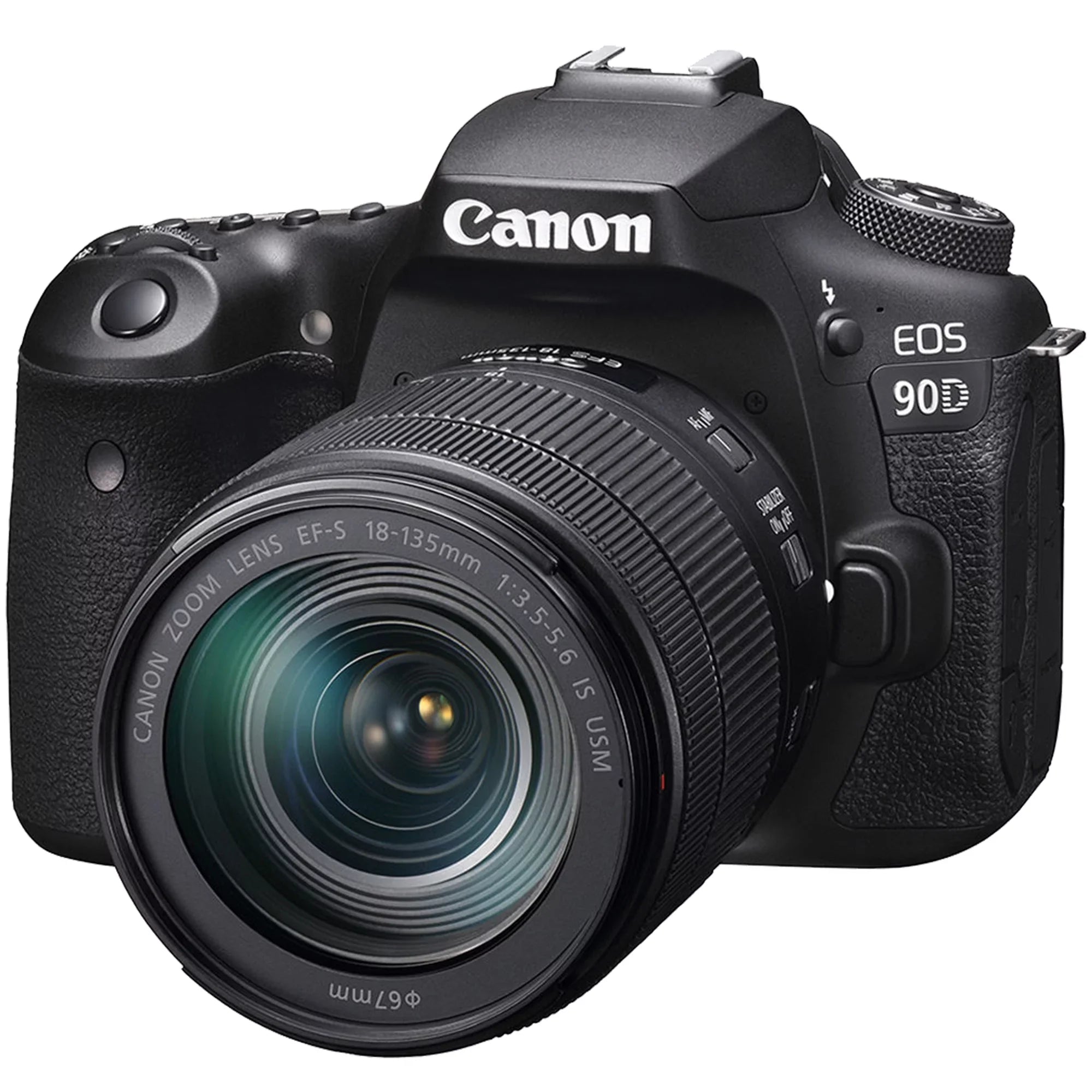 EOS 90D DSLR Camera with 18-135mm IS USM Lens + SanDisk 64GB Card + Case + 3 Pieces Filter + Flash + ZeeTech Accessory Bundle