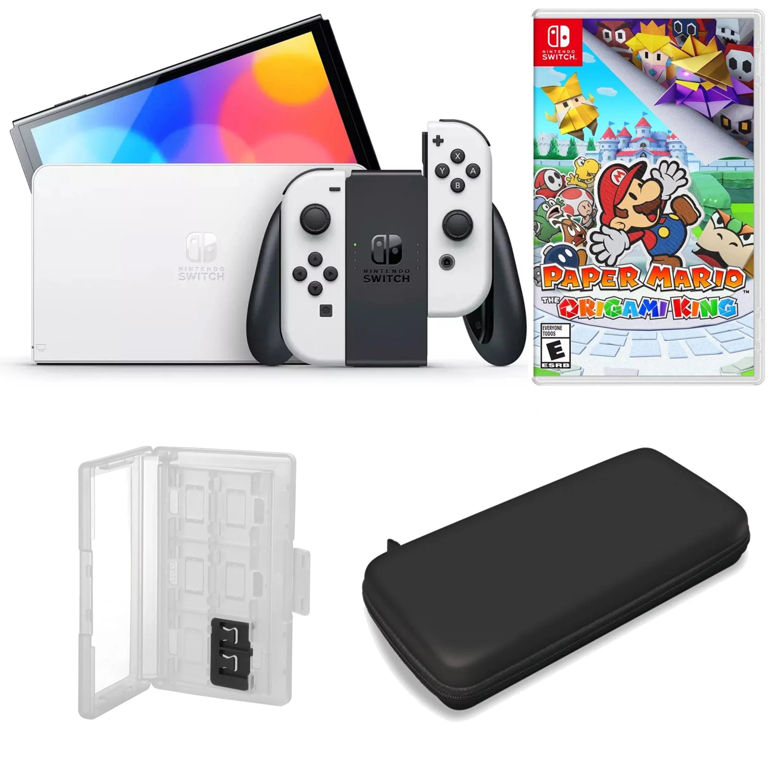 Nintendo Switch OLED in White with Paper Mario and Accessories