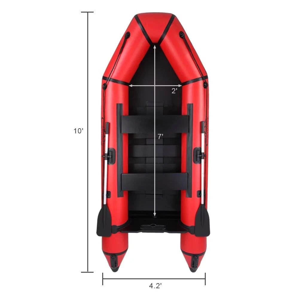 Campingsurvivals 10ft Polyvinyl Chloride Inflatable Fishing Assault Boat Red