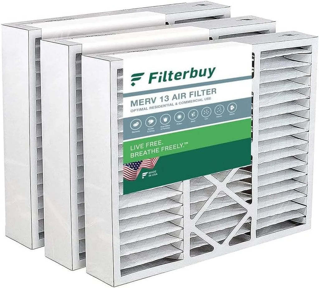 Filterbuy 20x20x5 MERV 13 Pleated HVAC AC Furnace Air Filters for Honeywell FC100A1011 and Lennox X0585 (3-Pack)