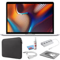MacBook Pro 13-inch (i5 2.3GHz, 256GB SSD) (Mid 2018, MR9U2LL/A) - Silver Bundle with Ebony Zipper Sleeve + Laptop Starter Kit + Cleaning Kit (Refurbished)