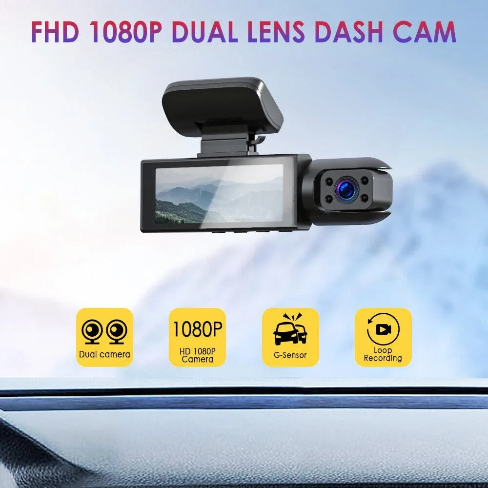 Jahyshow Car DVR Dash Cam Video Recorder G-Sensor Dual Lens Front 1080P w/ Interior Camera