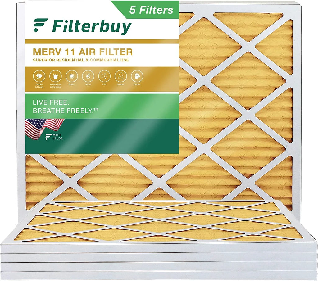 Filterbuy 20x22x1 MERV 11 Pleated HVAC AC Furnace Air Filters (5-Pack)