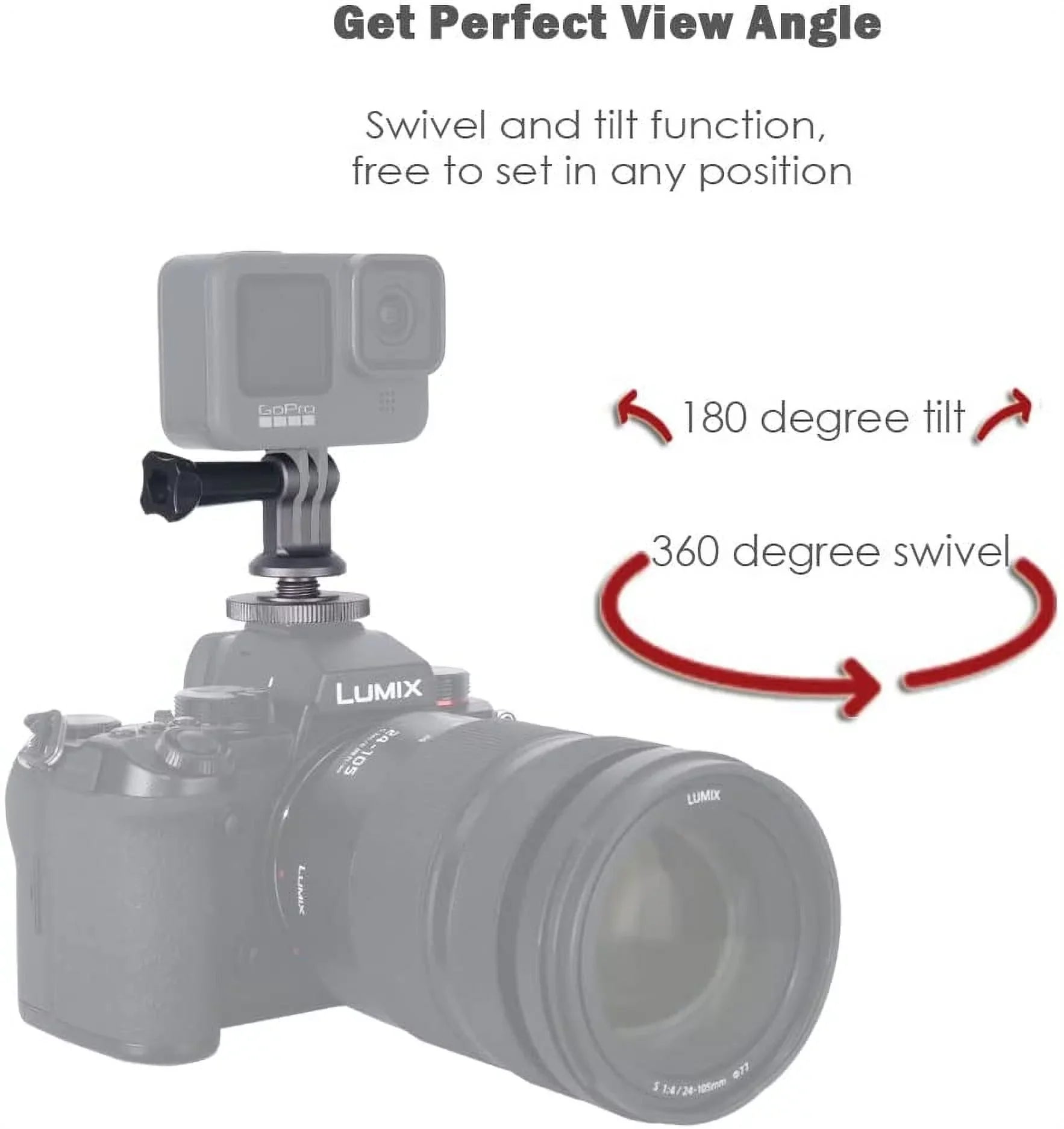 Hot Shoe Mount Adapter for GoPro Hero 10/9/8/7/6/5, DJI Osmo Action, AKASO Brave 8/7/6 Applicable for Tripod